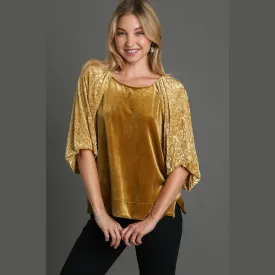 Gracie Leopard Sleeve Velvet Top