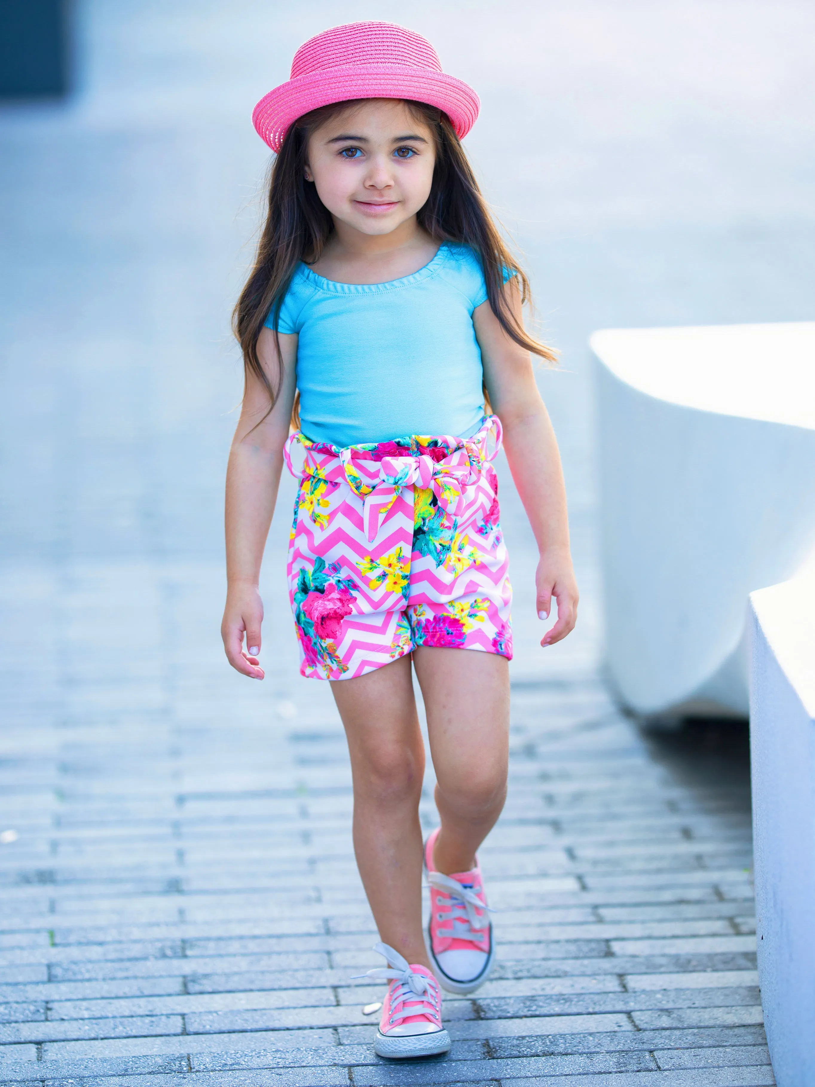 Happy Place Paperbag Belted Shorts Set