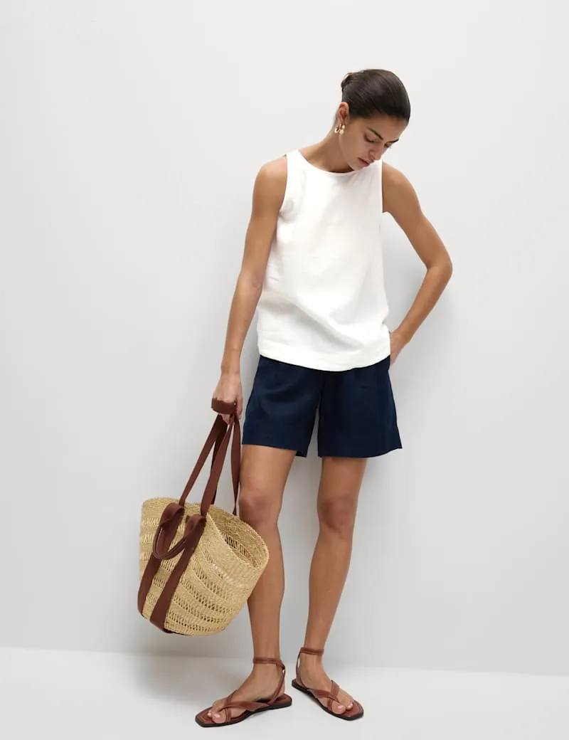 Linen Blend Sleeveless Blouse