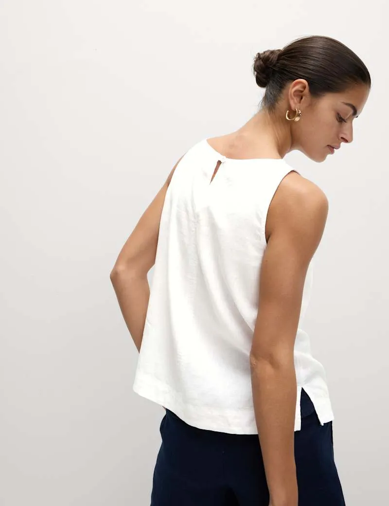 Linen Blend Sleeveless Blouse