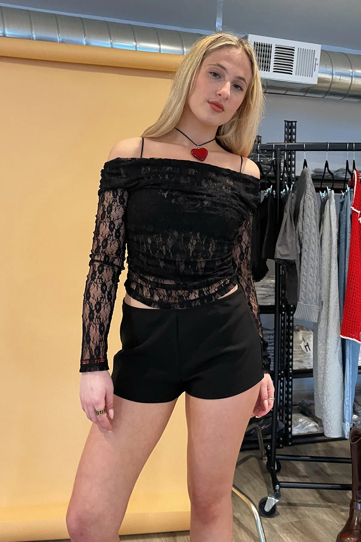 Locked In Black Lace Long Sleeve Top