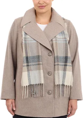 LONDON FOG Women's Plus-Size Double Breasted Peacoat with Scarf