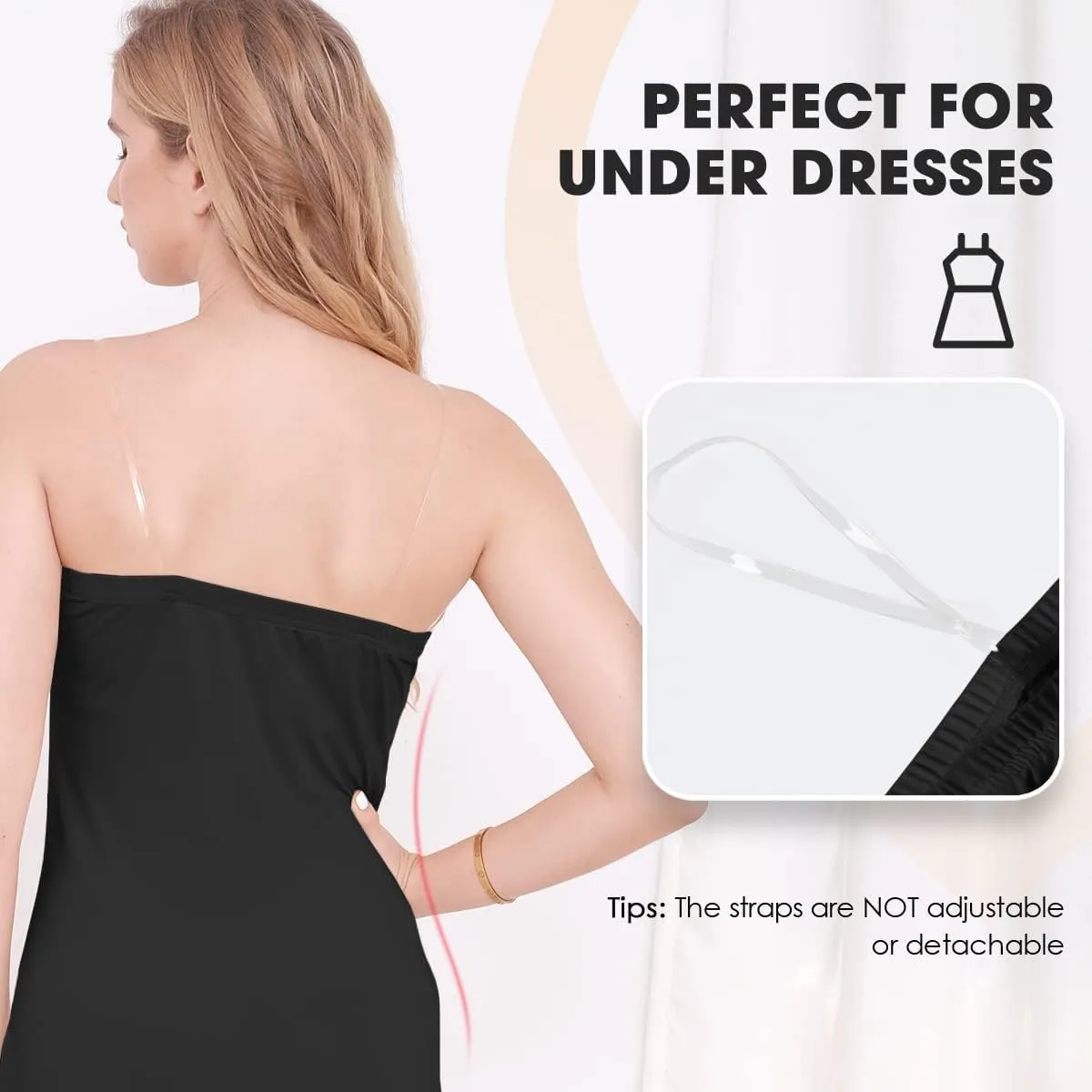 MANCYFIT Women's Tube Top Dress Slip Sleeveless Underdress Invisible Straps