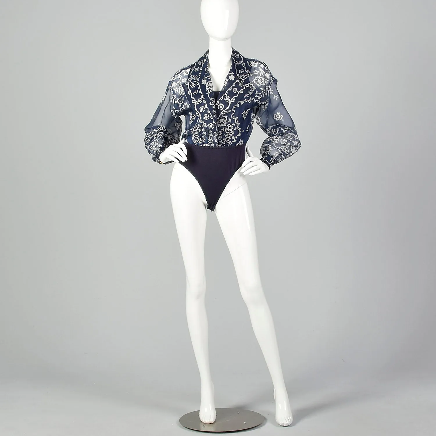 Medium 1990s Emanuel Ungaro Sheer Blouse and Attached Bodysuit