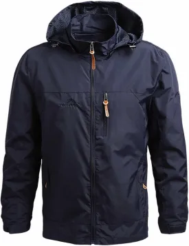 Mens Lightweight Waterproof Jacket Mountain Sport Jacket with Hooded Loose Fit Hiking Windbreaker Raincoat