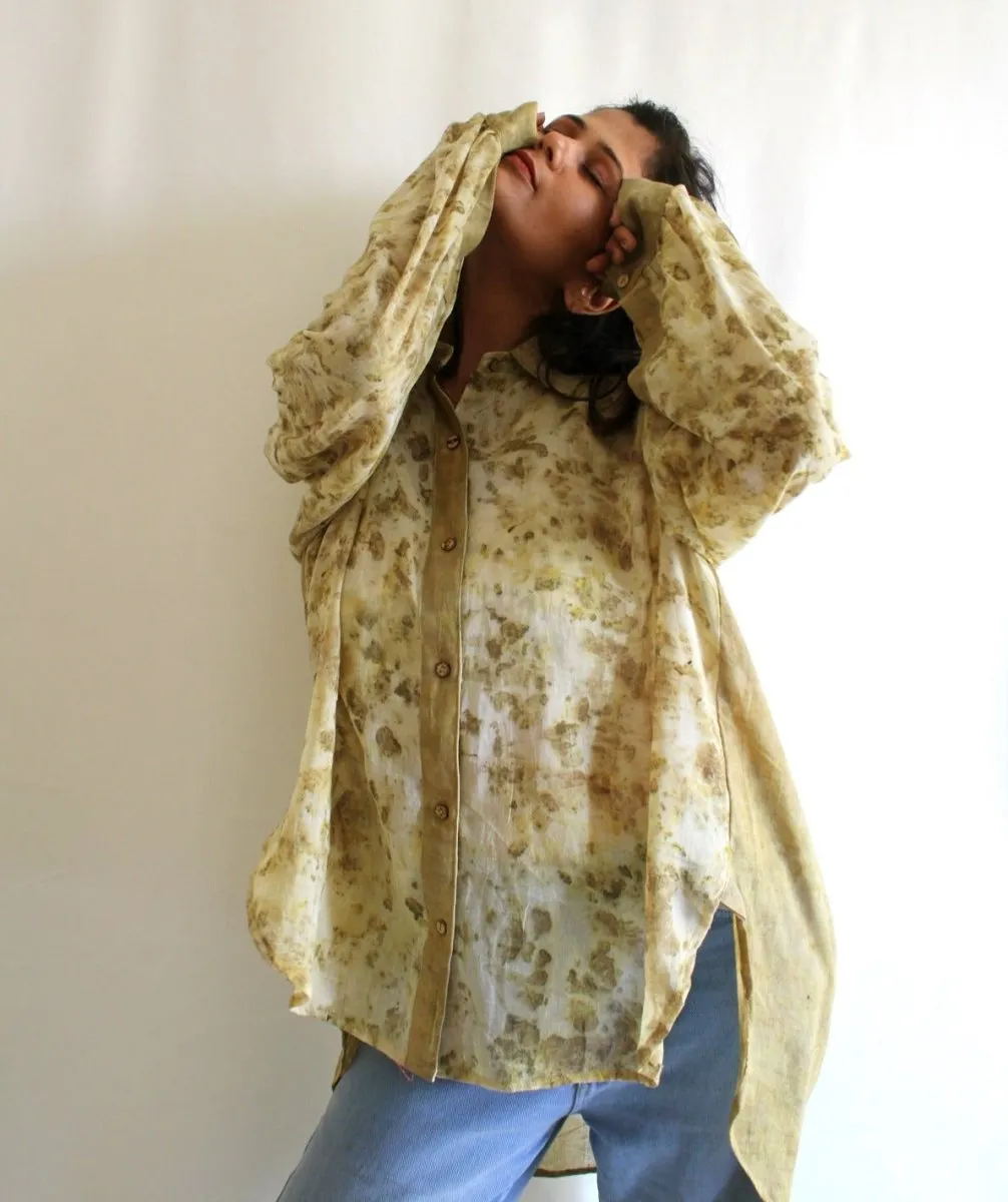 Miroda Handwoven Mul Shirt Temple Roses And Harda Yellow
