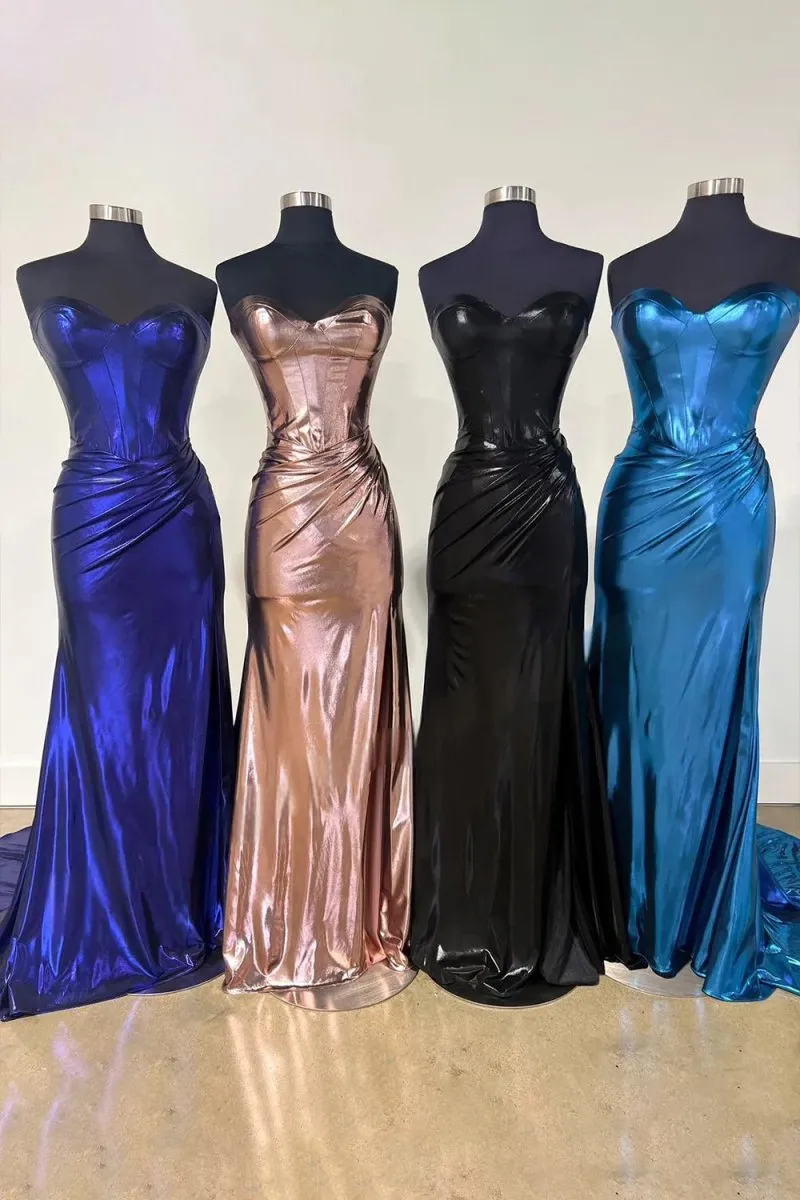 Niobe | Purple Strapless Mermaid Long Formal Dress With Split