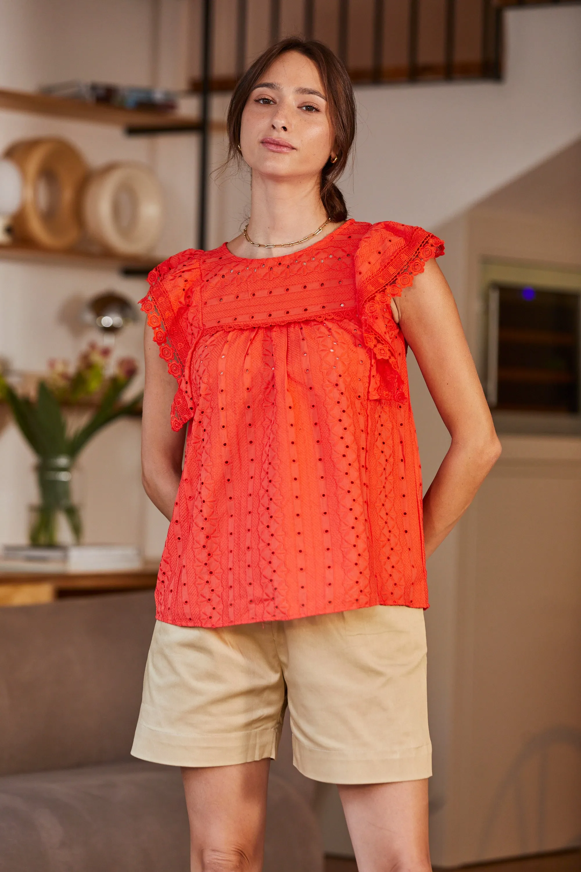 Olivia Cotton Lace Top