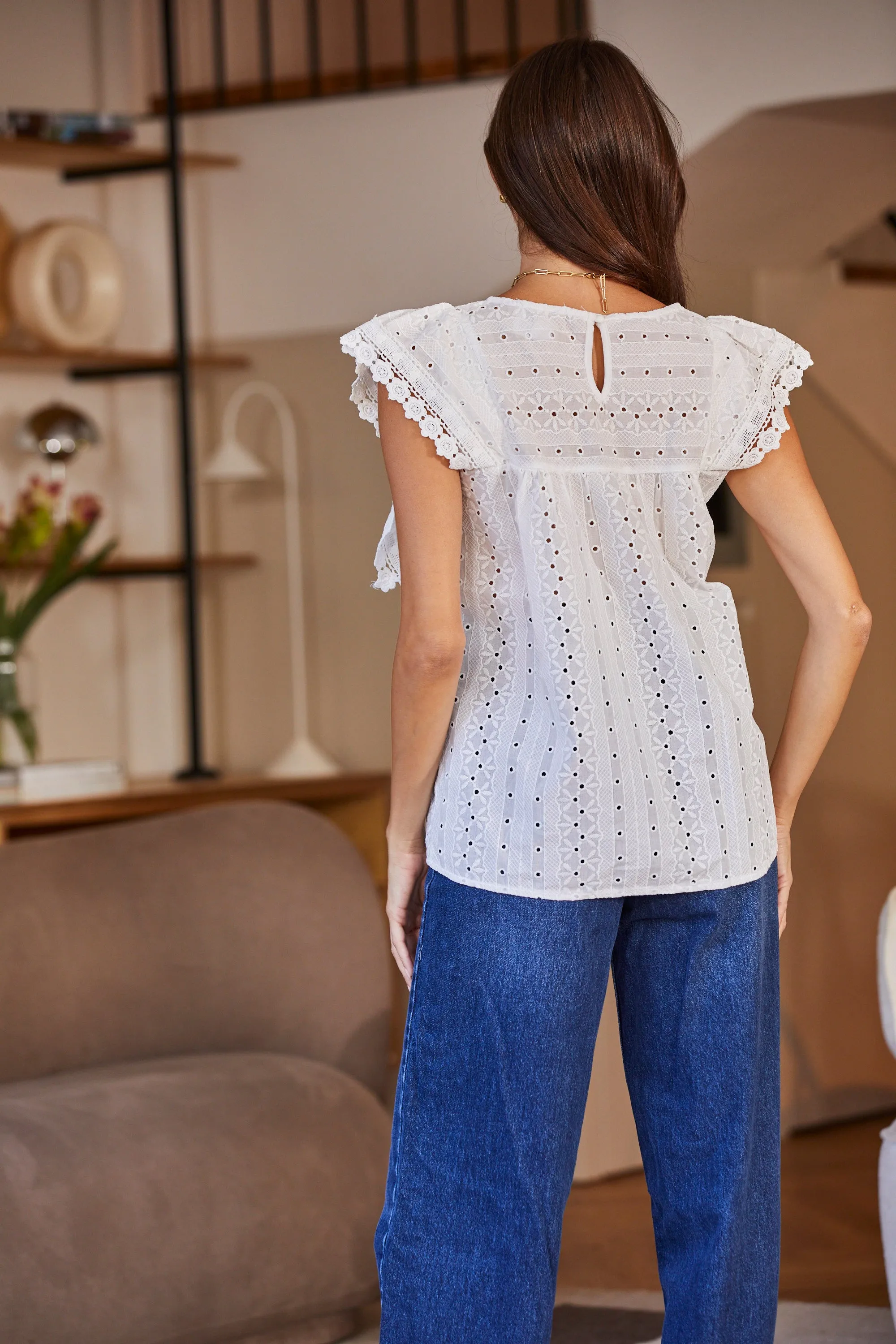 Olivia Cotton Lace Top