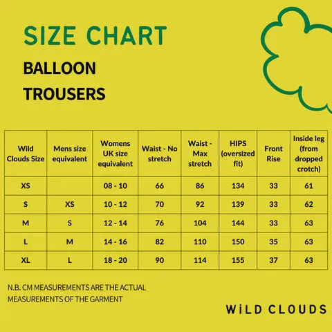 Organic Cotton & Linen Green Clouds Balloon Trousers