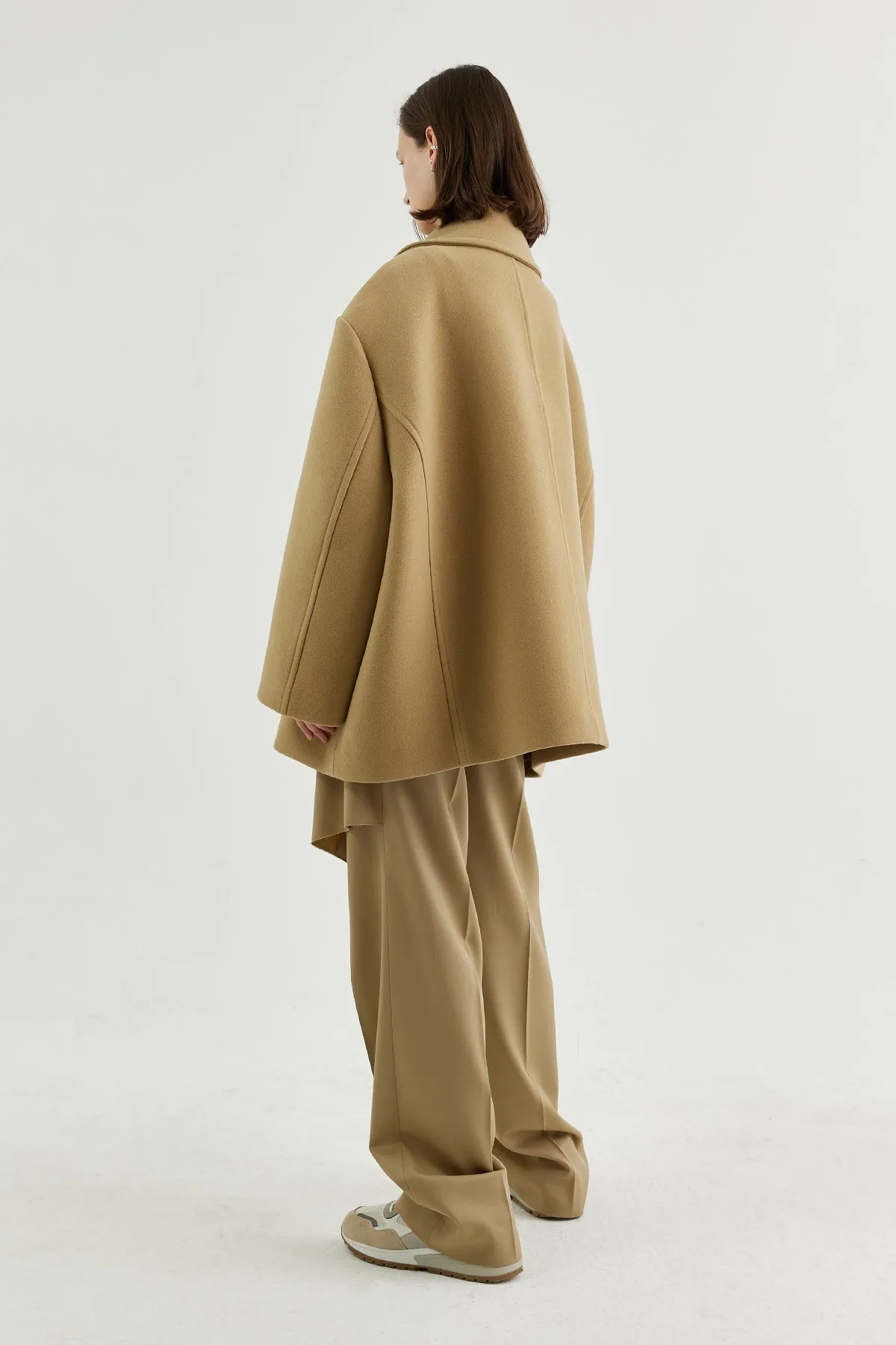 Oversized double-breasted wool pea coat