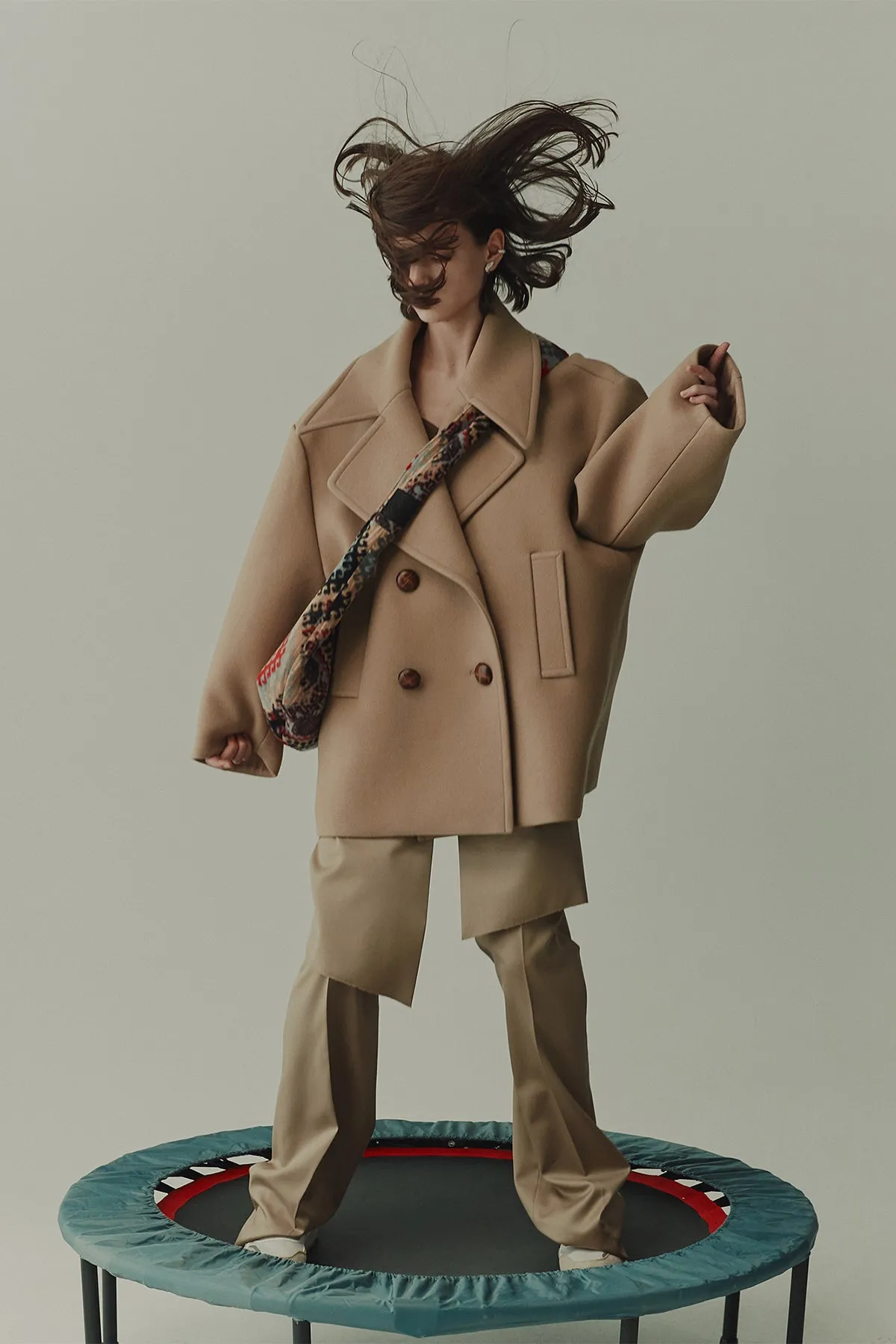 Oversized double-breasted wool pea coat