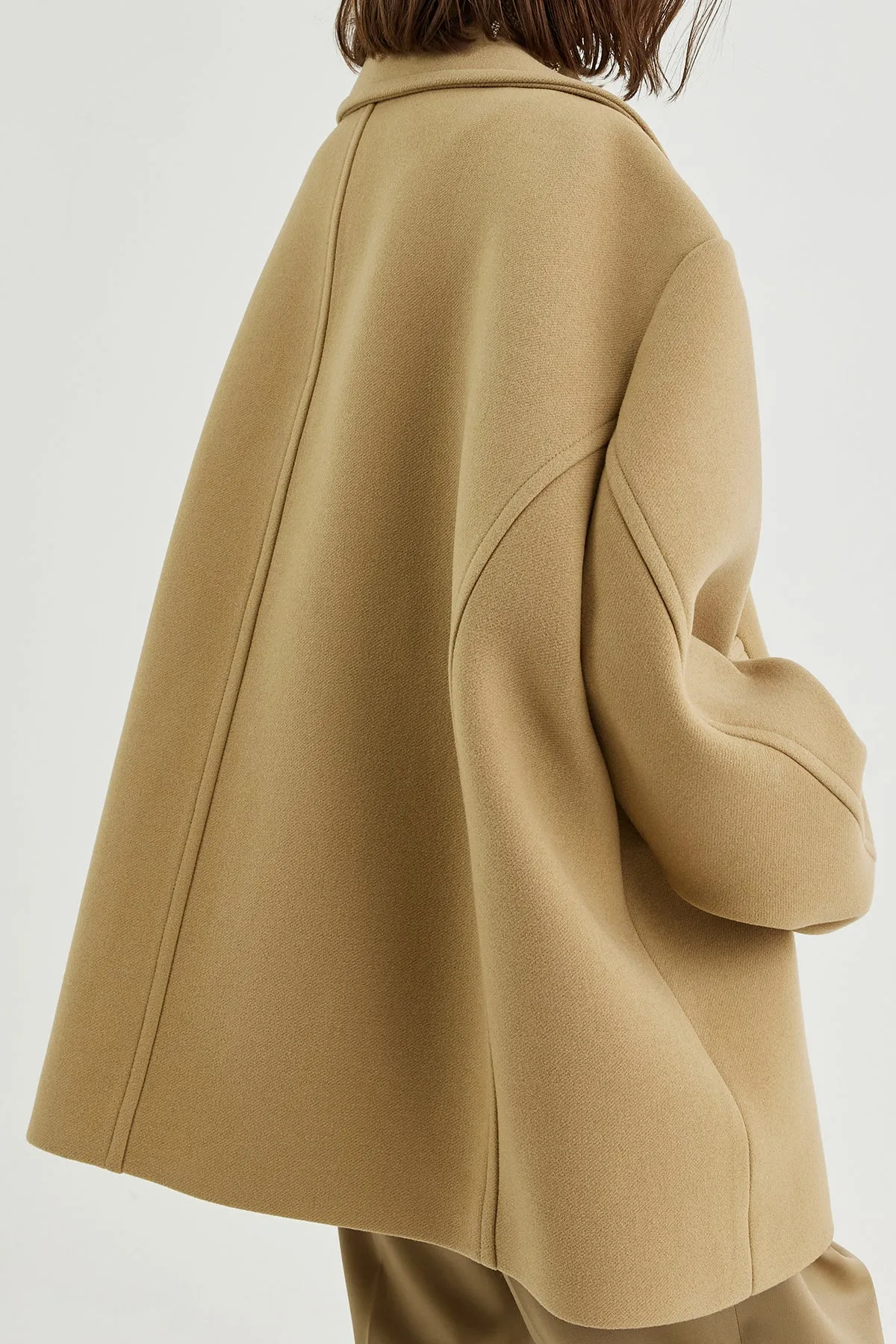 Oversized double-breasted wool pea coat