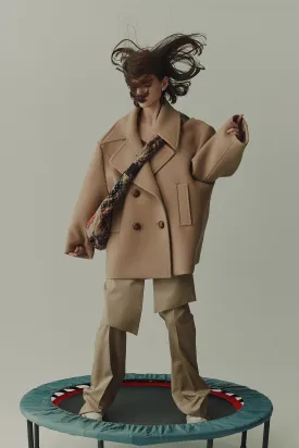 Oversized double-breasted wool pea coat