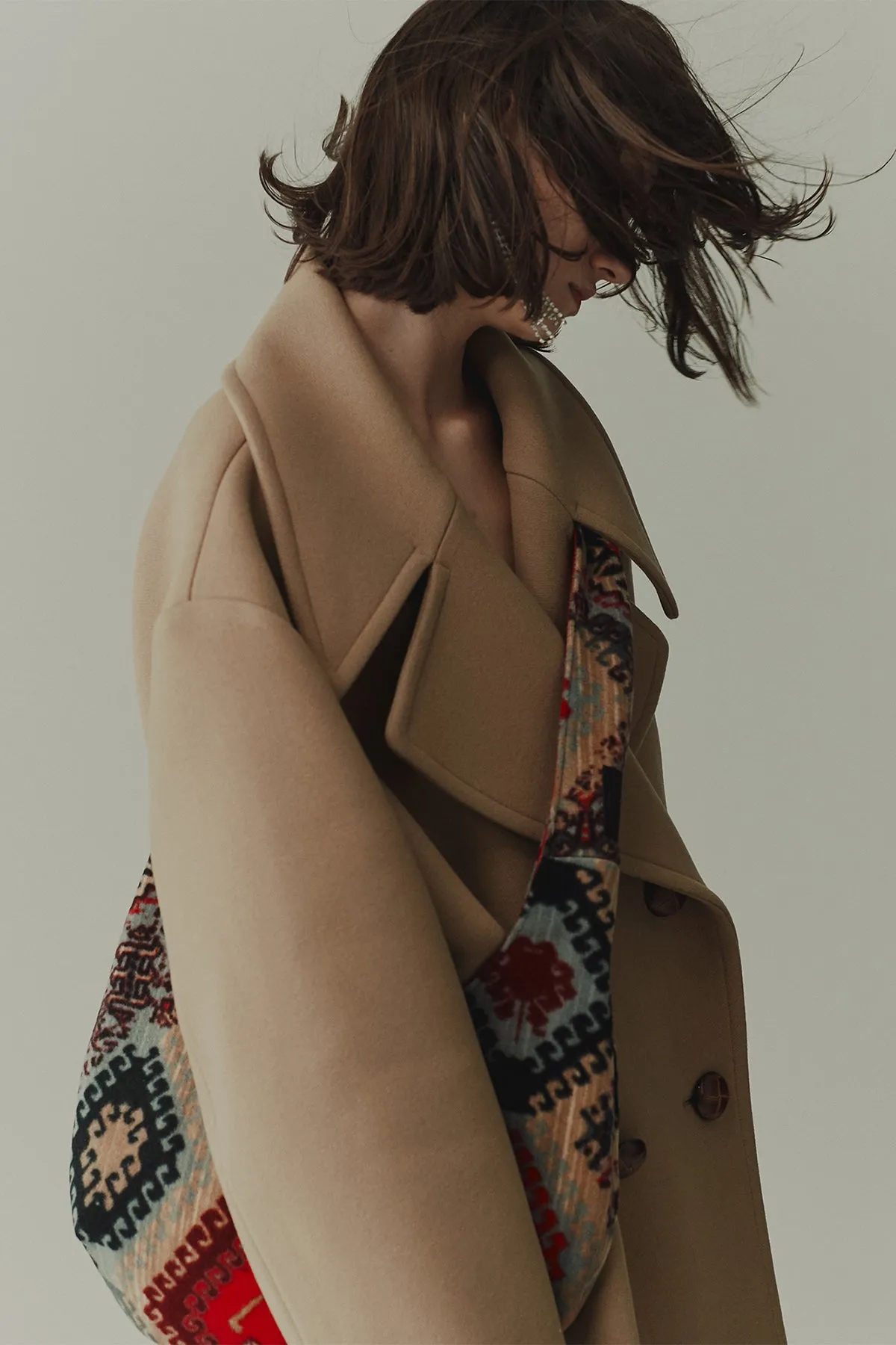 Oversized double-breasted wool pea coat