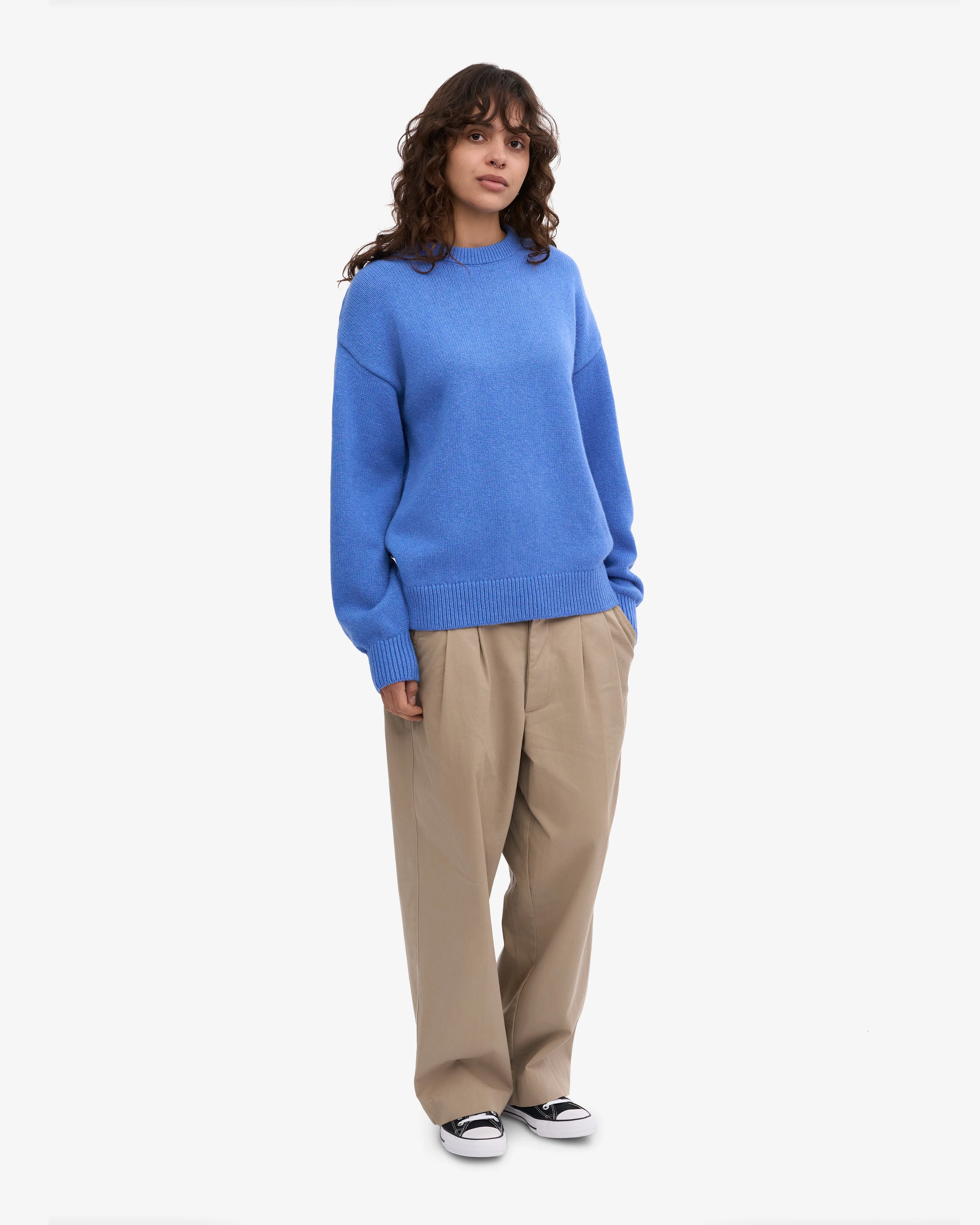 Oversized Merino Wool Crew - Pacific Blue