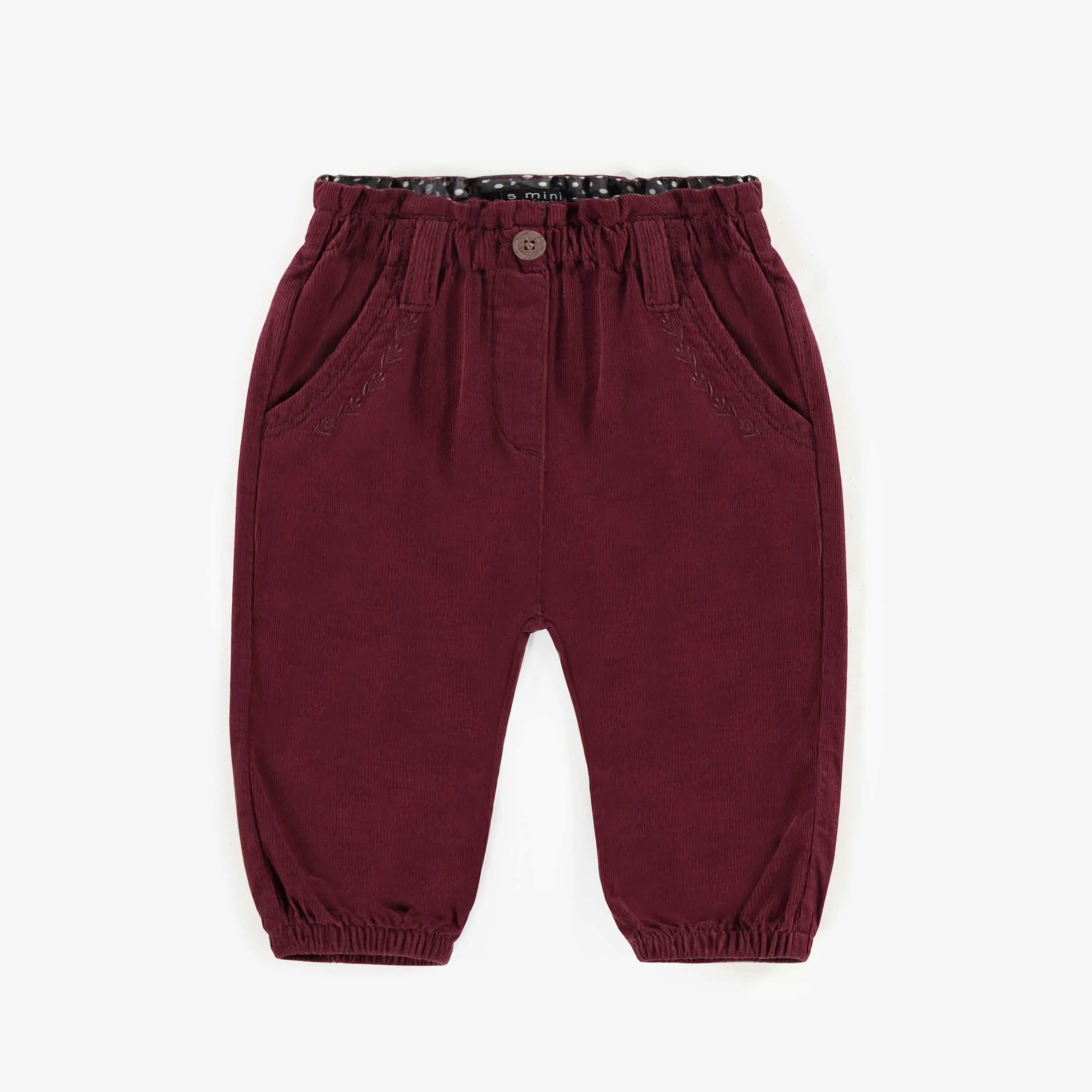Pantalon coupe ample rouge en velours côtelé, bébé || Loose fit red pants in corduroy, baby
