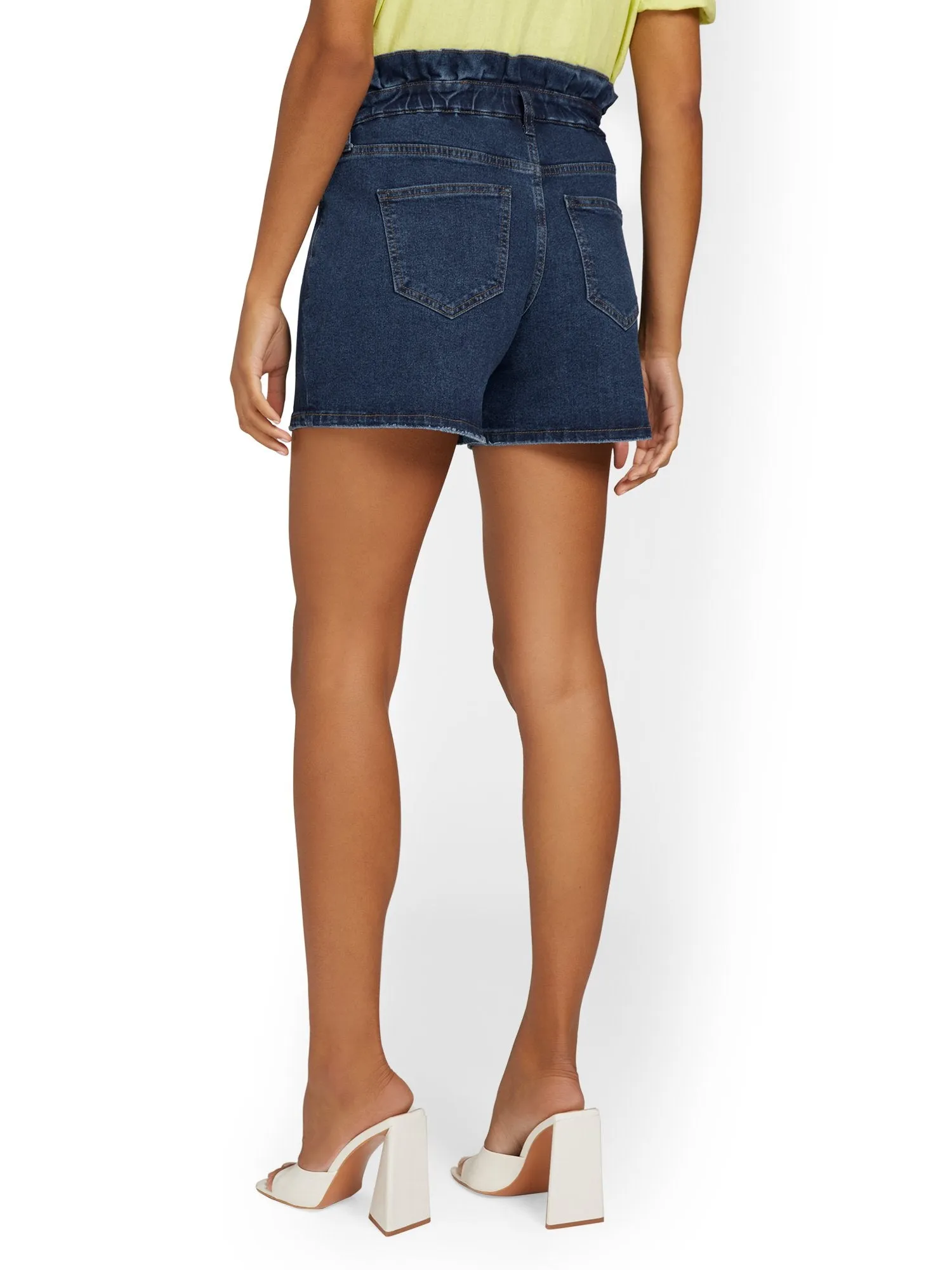 Paperbag-Waist Denim 5-Inch Short - Medium Blue Wash