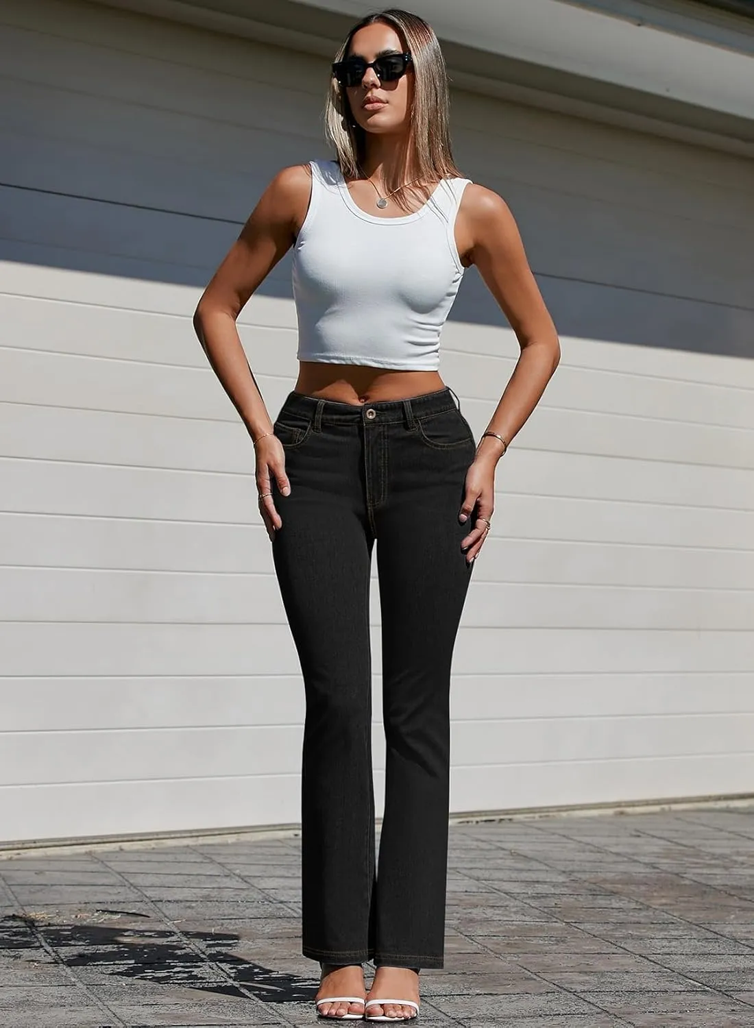 Pink Queen Women Bootcut Stretchy Jeans High Waisted Curvy Fit Trouser Pant