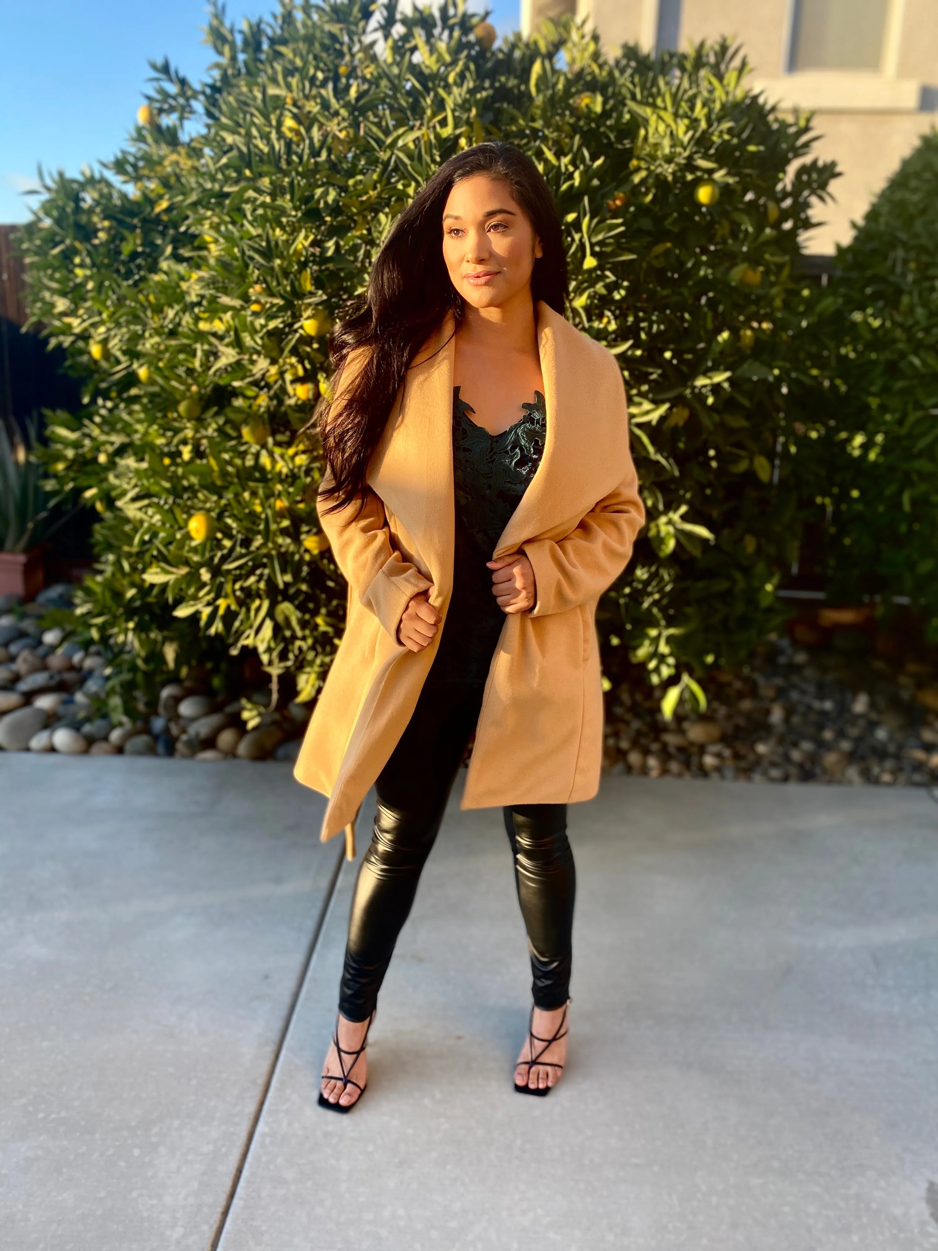 Pretty In Nude Structured Belted Coat (camel)