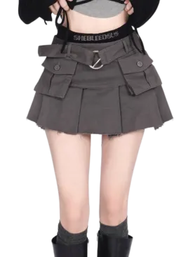 Retro Patchwork Mini Skirts - Sexy Pleated All Match Design for Women Safari Style Personality - Hot Girls Summer Denim Streetwear Faldas