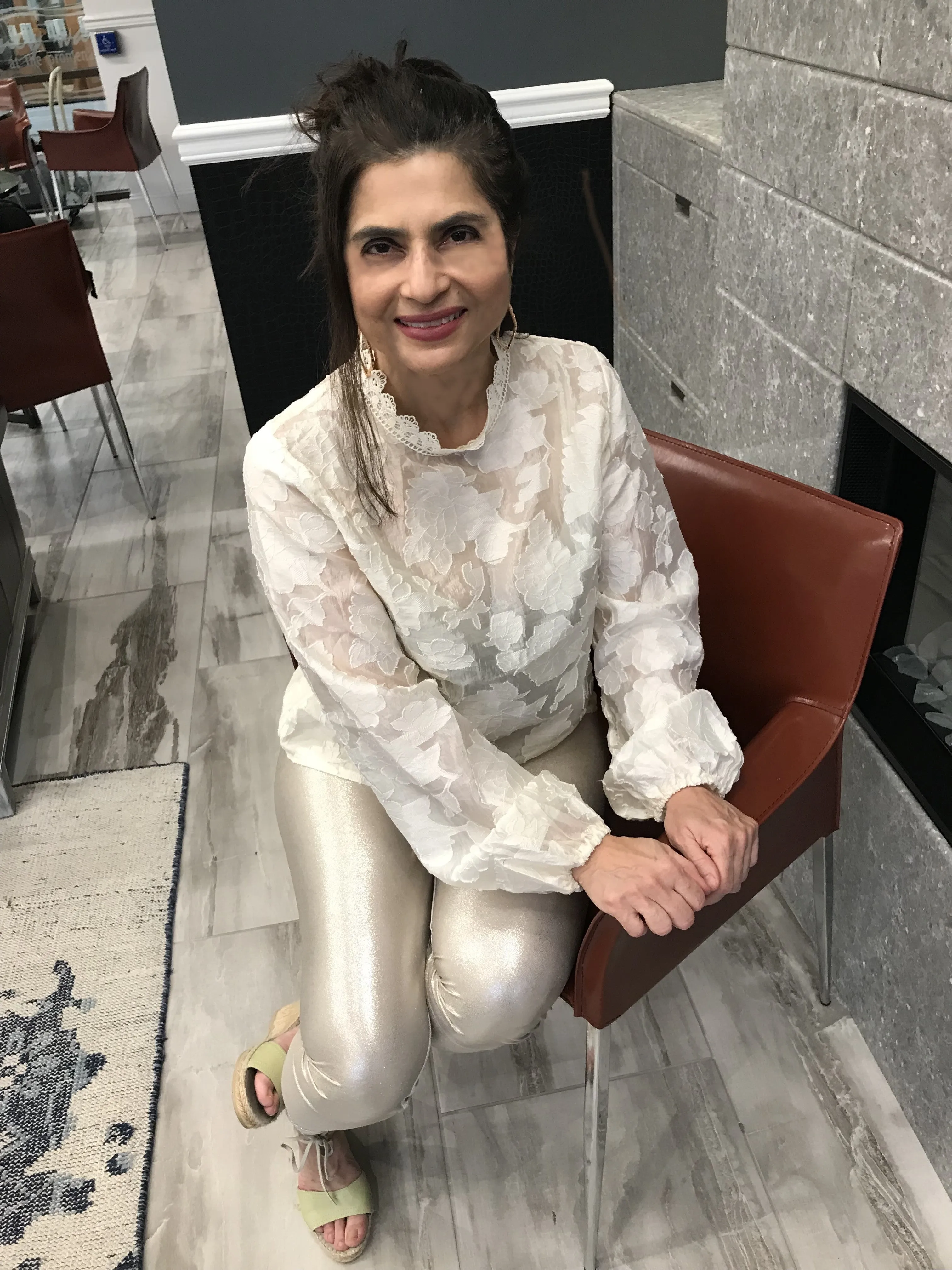 Rose White Embossed Angel Sleeve Top