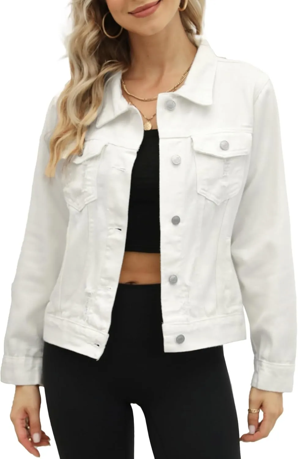 SANGTREE Women's Button Down Denim Jacket
