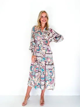 SATIN PAISEY PATCH DRESS