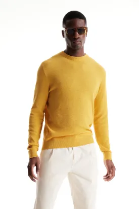 Soft Cloth Crewneck Sweater in Birdseye Jersey - Honey Gold