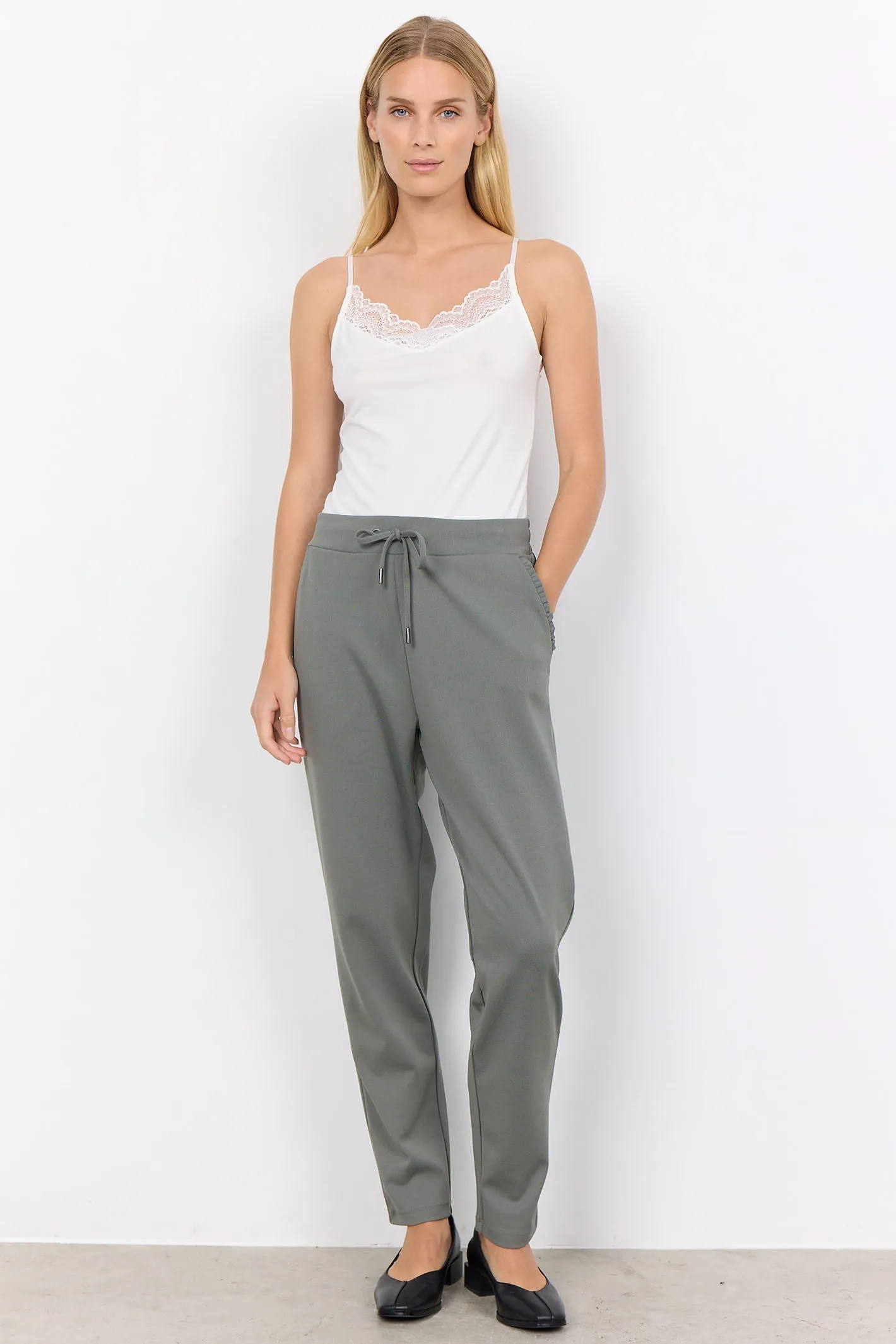 Soya Concept SC-Marica 168 Strap Top with Lace Detailing Off White