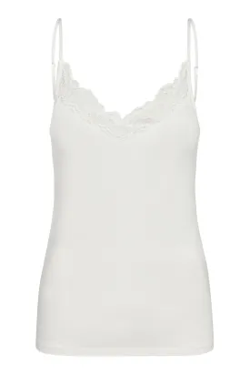 Soya Concept SC-Marica 168 Strap Top with Lace Detailing Off White