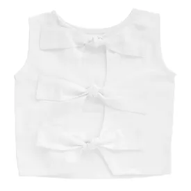 Summer Bow Blouse | White Linen