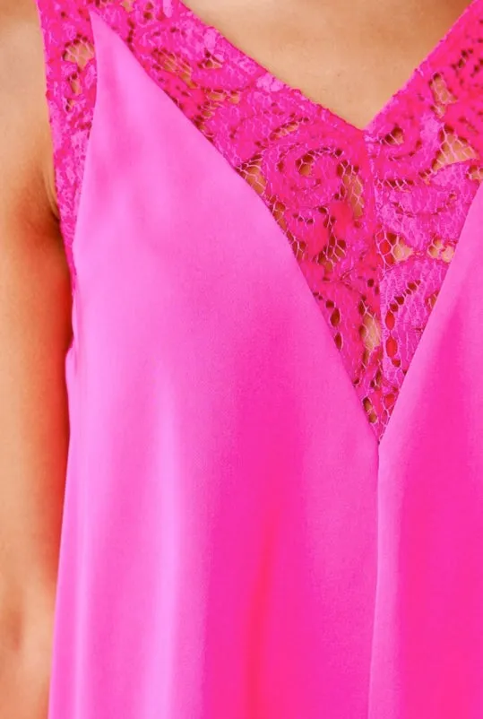 The Casa Mixed Lace Sleeveless Blouse Small
