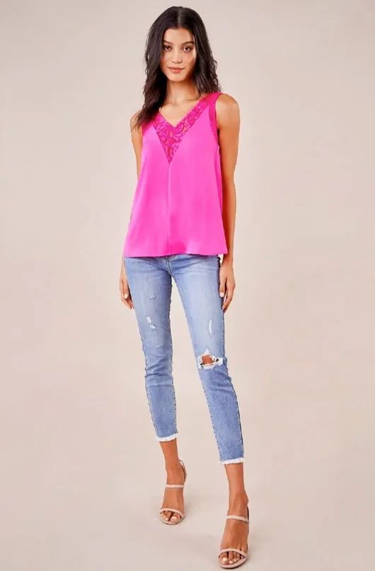 The Casa Mixed Lace Sleeveless Blouse Small