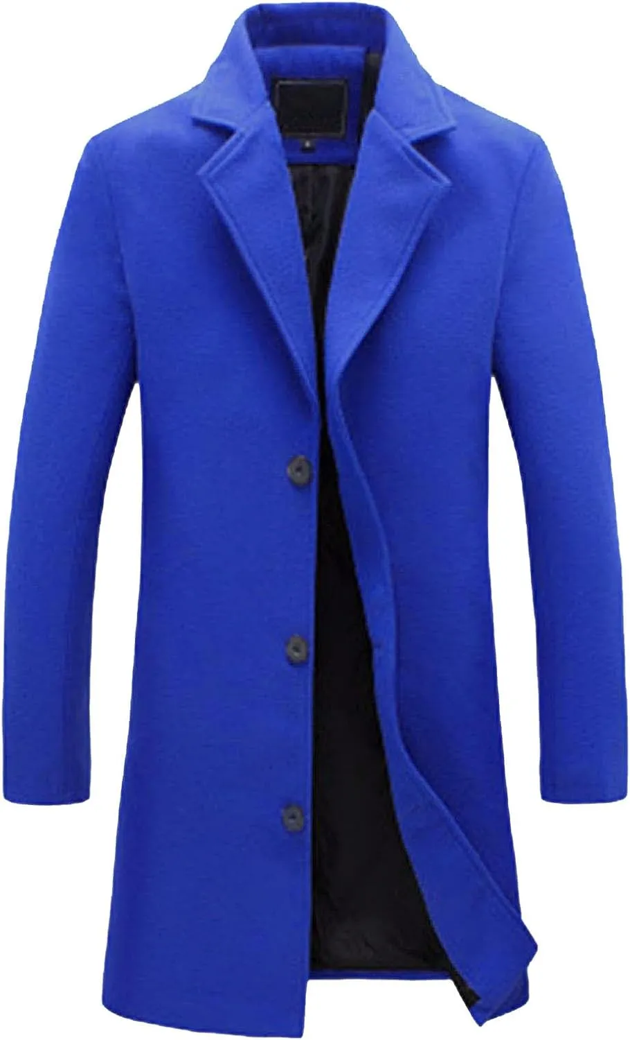 Trench Coat for Men Notched Lapel Single Breasted Long Peacoat Warm Winter Cotton Business Long Jacket Overcoat