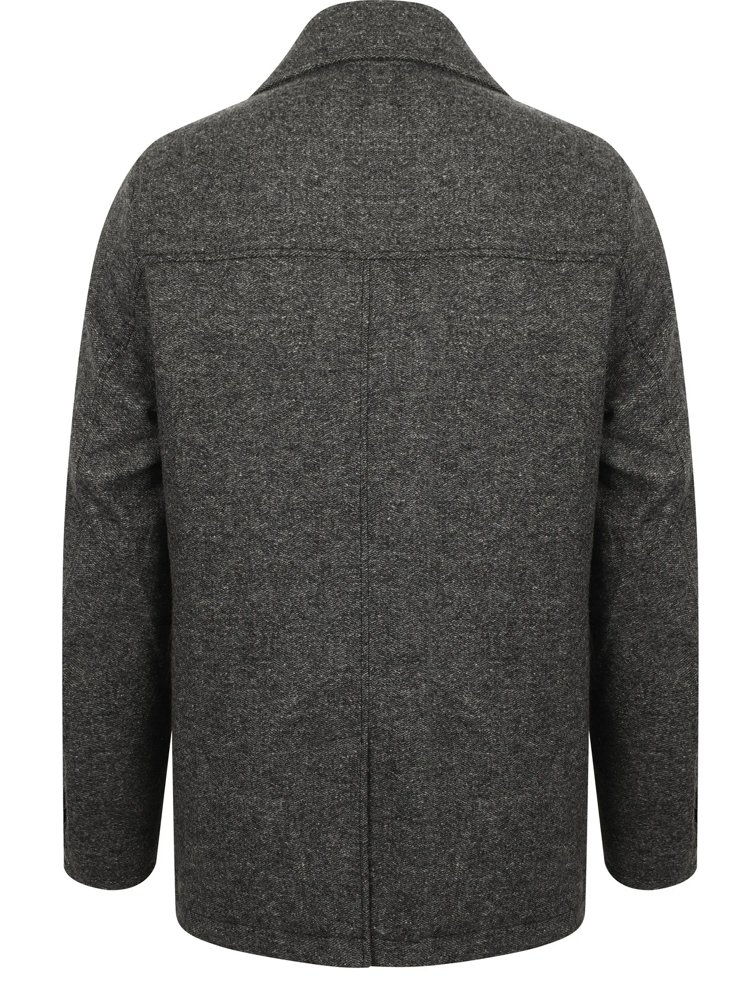 Vincenzio Herringbone Wool Blend Pea Coat In Dark Grey - Tokyo Laundry