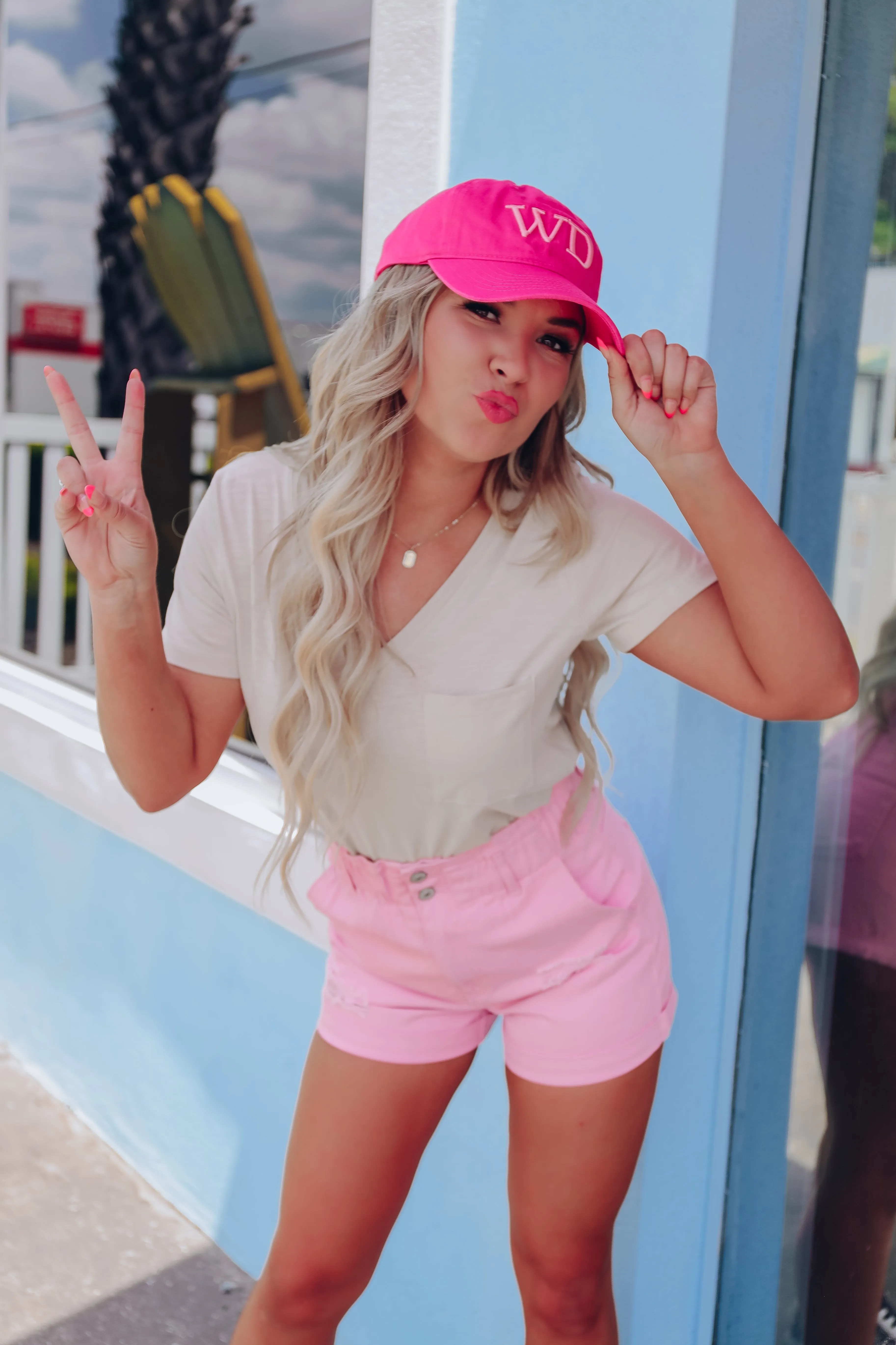 Warm Days Denim Paperbag Shorts - Pink