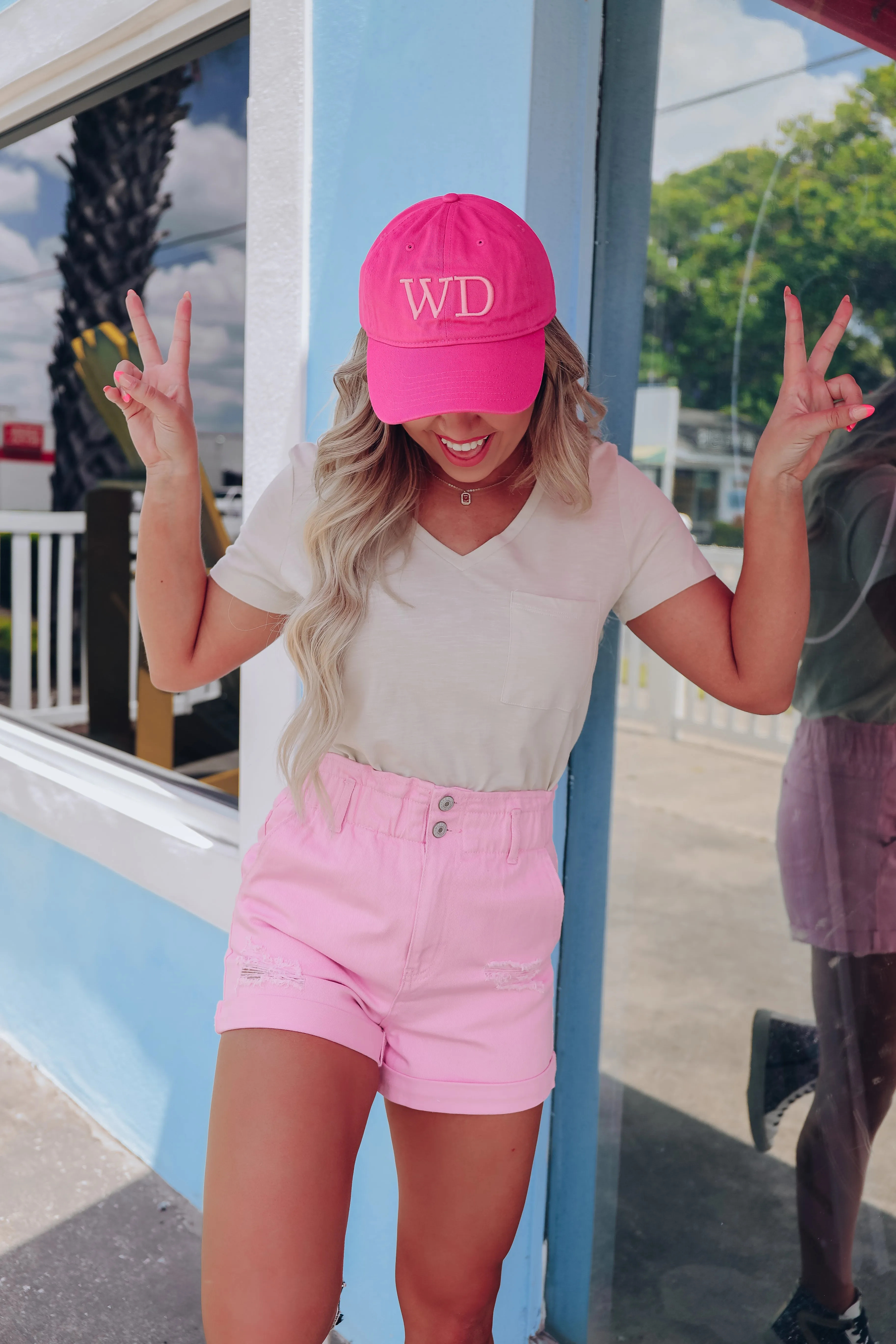 Warm Days Denim Paperbag Shorts - Pink