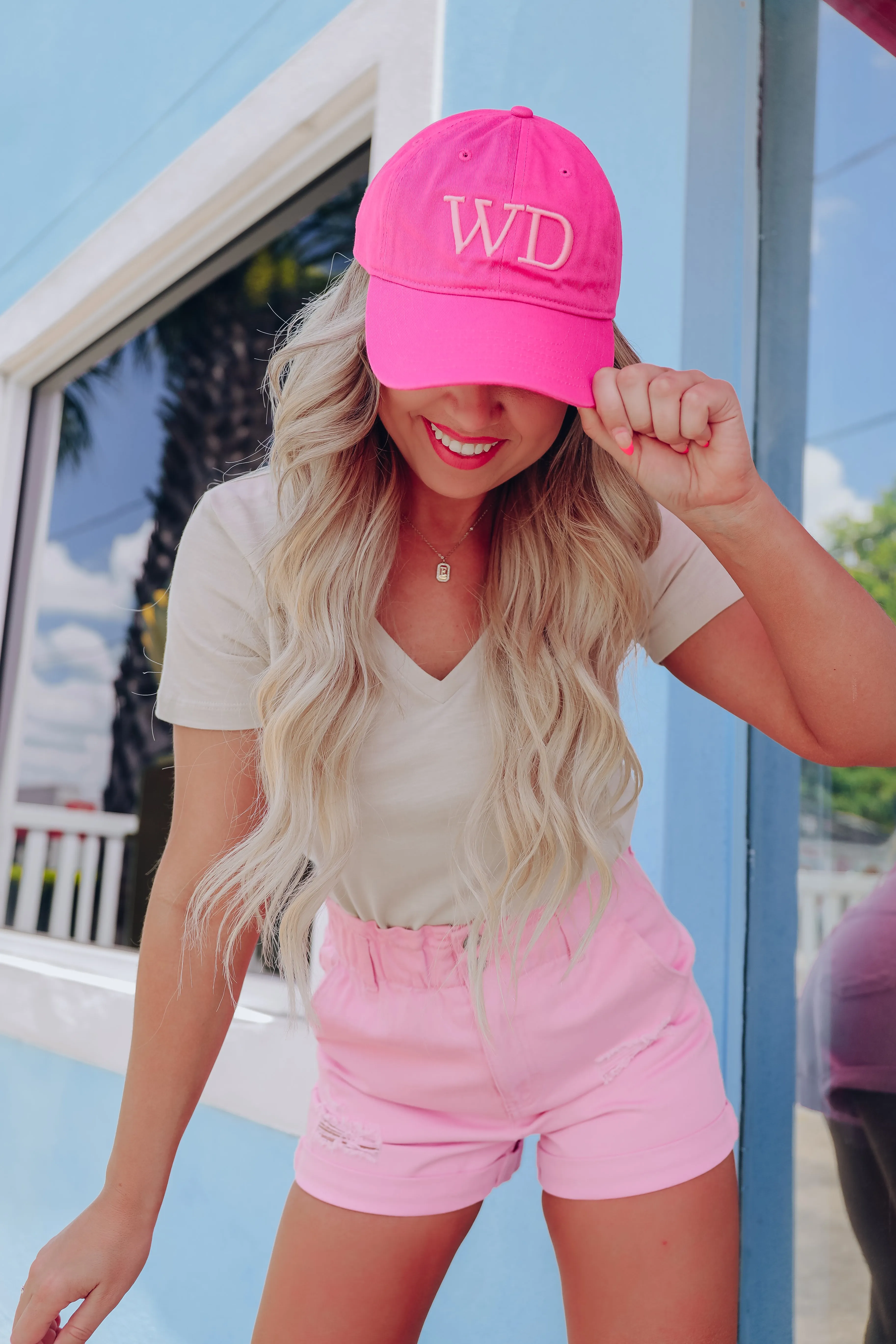 Warm Days Denim Paperbag Shorts - Pink