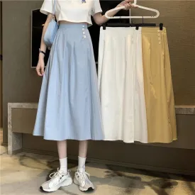 Wjczt Korean High Waist A Line Skirts for Women Summer Elegant Chic Teenis Midi Skirt Casual Student Wild Pleated A Lind Skirts y2k