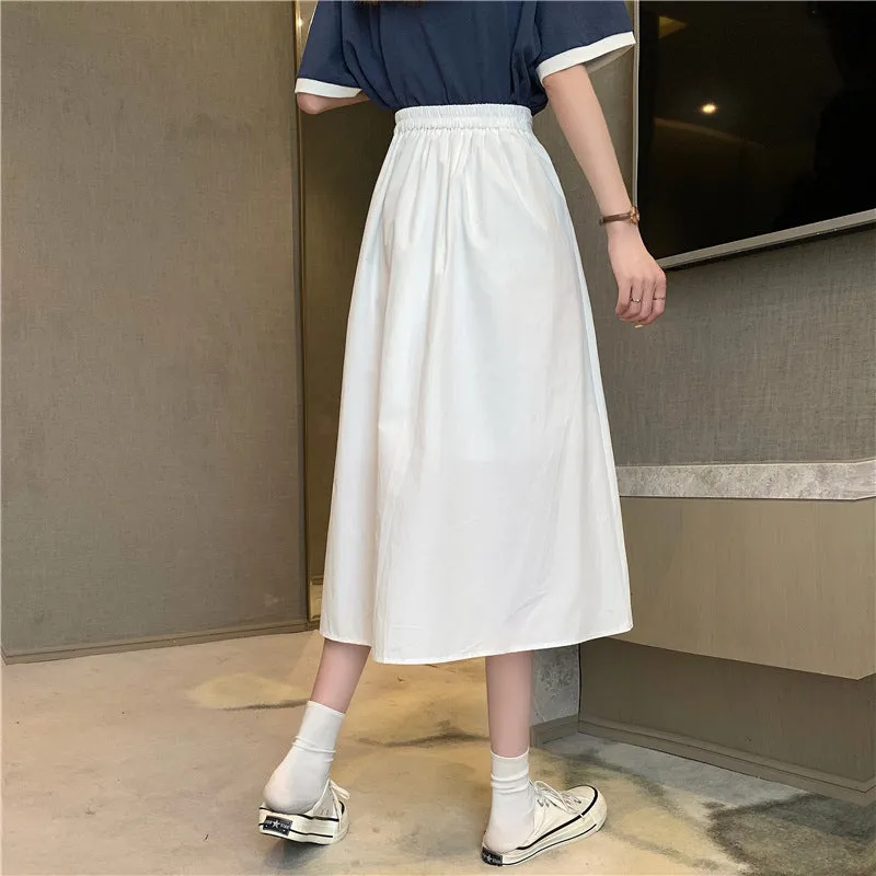 Wjczt Korean High Waist A Line Skirts for Women Summer Elegant Chic Teenis Midi Skirt Casual Student Wild Pleated A Lind Skirts y2k