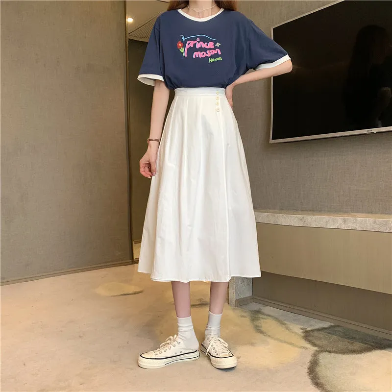 Wjczt Korean High Waist A Line Skirts for Women Summer Elegant Chic Teenis Midi Skirt Casual Student Wild Pleated A Lind Skirts y2k