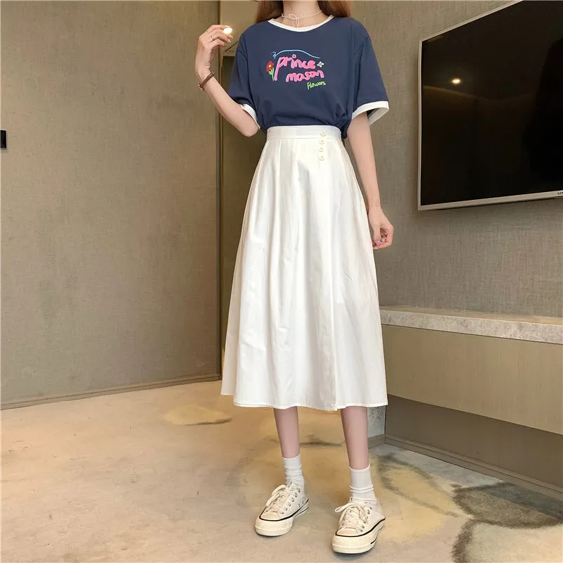 Wjczt Korean High Waist A Line Skirts for Women Summer Elegant Chic Teenis Midi Skirt Casual Student Wild Pleated A Lind Skirts y2k