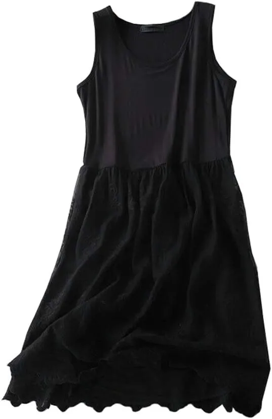 Women Casual Floral Lace Trim Extender Camisole Dress Slip Spaghetti Tank Top for Summer