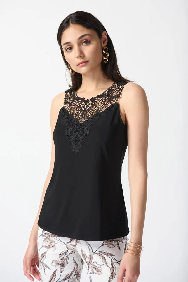 Women's Joseph Ribkoff | Lace Neck Sleeveless Top | Black
