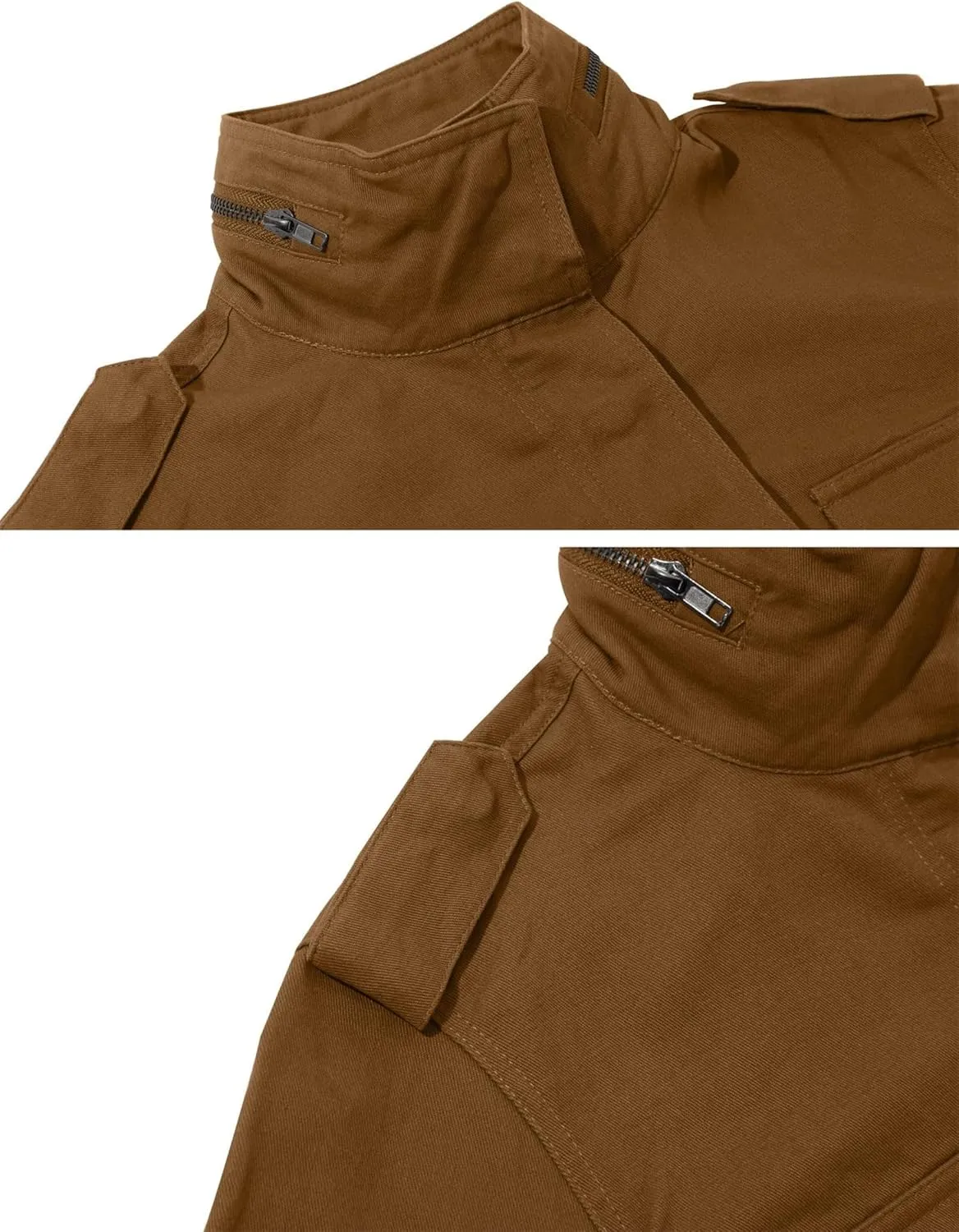 Womens Multi Pockets Military Jacket, Zip UpSnap Buttons Lightweight Utility Anorak Field Safari Coat Outwear